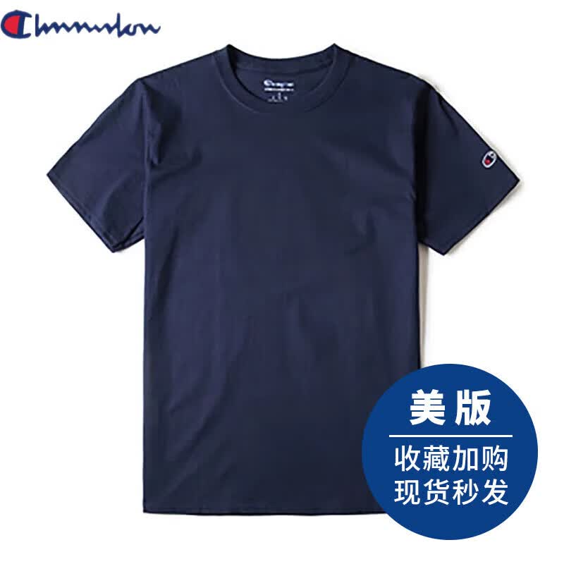 冠军涂鸦champioants新疆棉纯棉夏季情侣款纯色刺绣打底衫短袖t恤潮牌