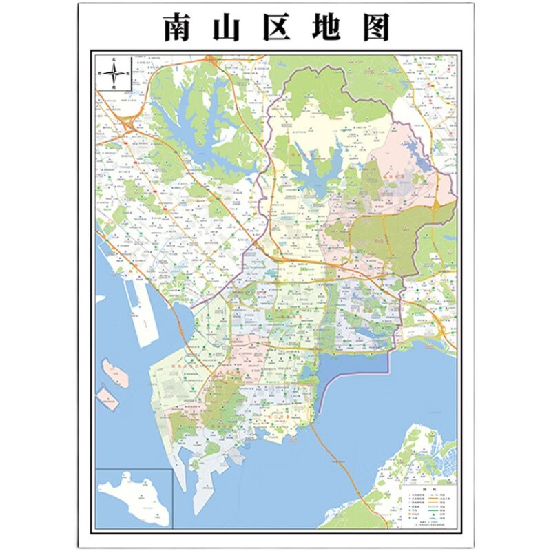 新款深圳市南山区地图定制贴画挂图办公室装饰画行政卫星街道图 地图