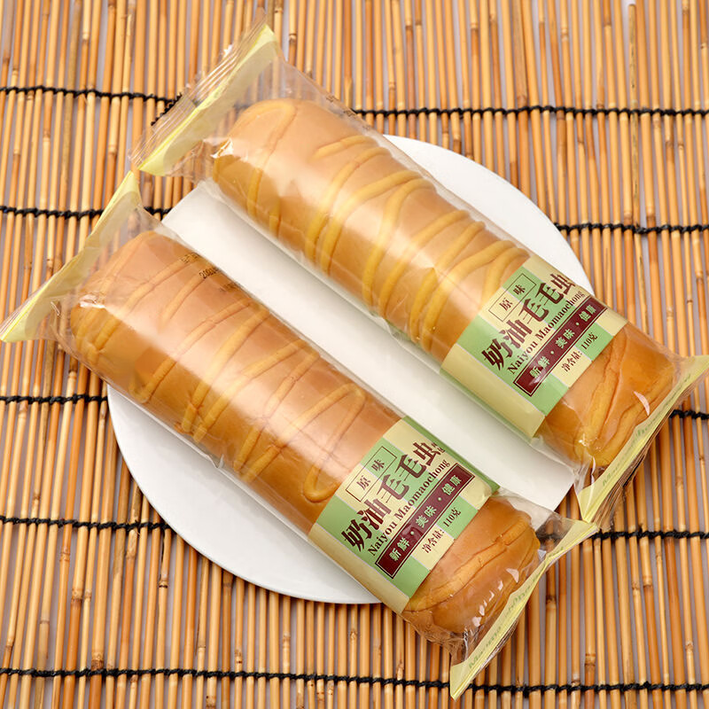 shxi奶油毛毛虫面包夹心长条松软早餐代餐面包批发怀旧零食独立包 3个
