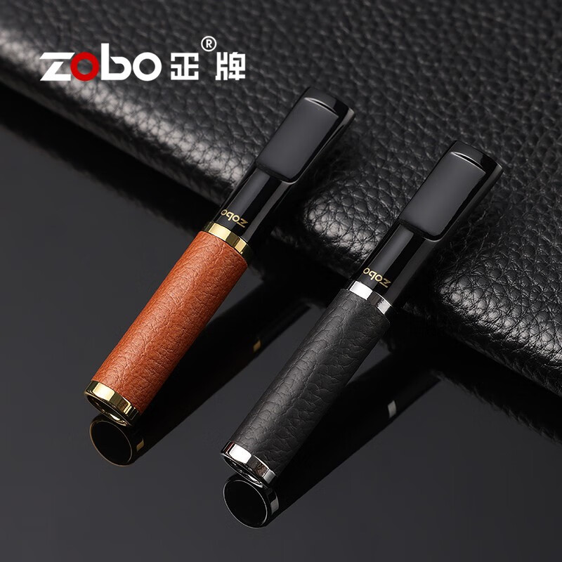 正牌zobo循环型可清洗过滤烟嘴粗中细支三用烟嘴过滤器过滤嘴礼盒套装 075黑皮纹-粗中细三用烟嘴