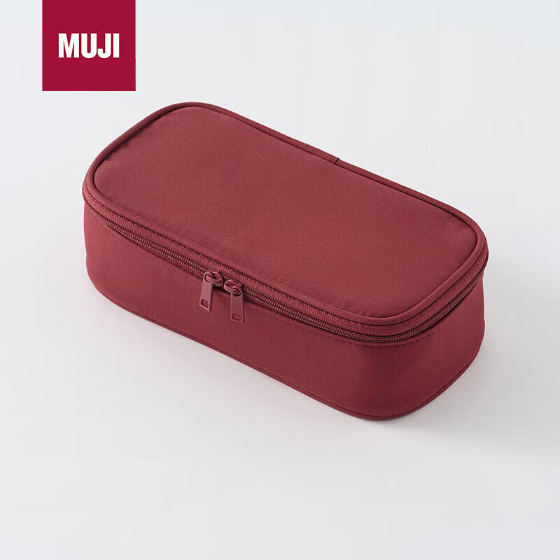 MUJI聚酯纤维化妆包收纳包便携式长19.5*9.5*6cm/朱红色