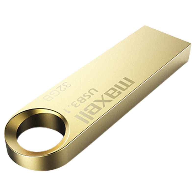 麦克赛尔（Maxell）32GB 金属U盘 USB2.0 睿速系列 车载U盘 时尚金色 防水防摔防尘 商务系列 多用车载优盘