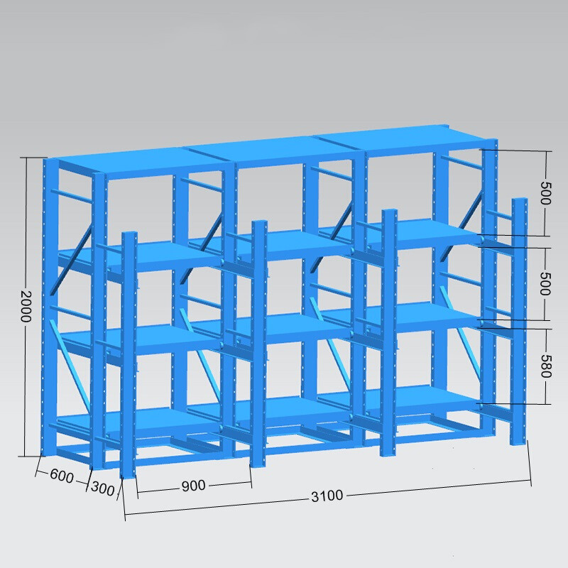 樽天模具架 全开抽屉式货架 模具存放架 重型模具架 五金注塑模具货架 全开3节3层9抽带封顶