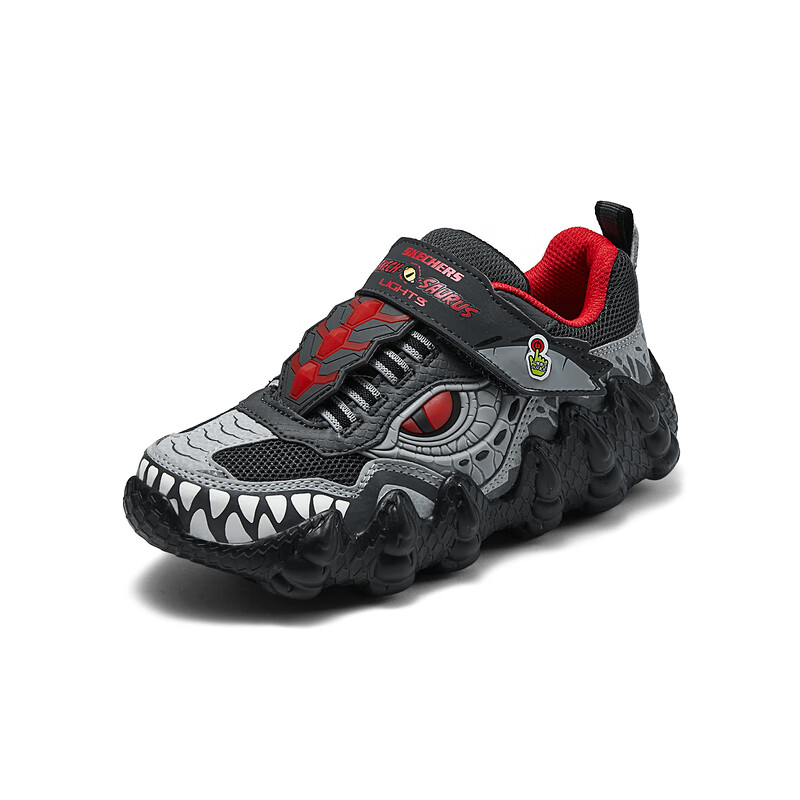 Skechers斯凯奇自营男中大童怪兽魔术贴闪灯男童运动鞋儿童跑步鞋400112L