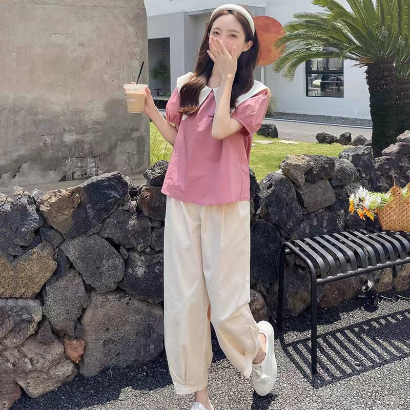 逗菁矮个子微胖女生穿搭四十岁小个子时尚套装女夏2023新款设计感蝴蝶