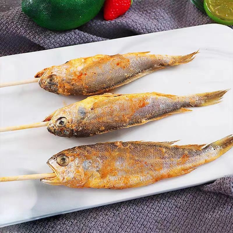 I新鲜网红夜猫子小黄鱼串鲜活冷冻半成品商用烧烤小吃1桶1600g 小黄鱼1袋20串