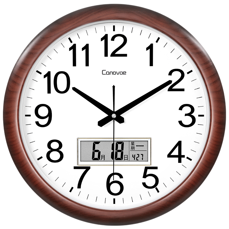 Canovoe钟表客厅挂钟-现代简约设计,万年历电子表功能