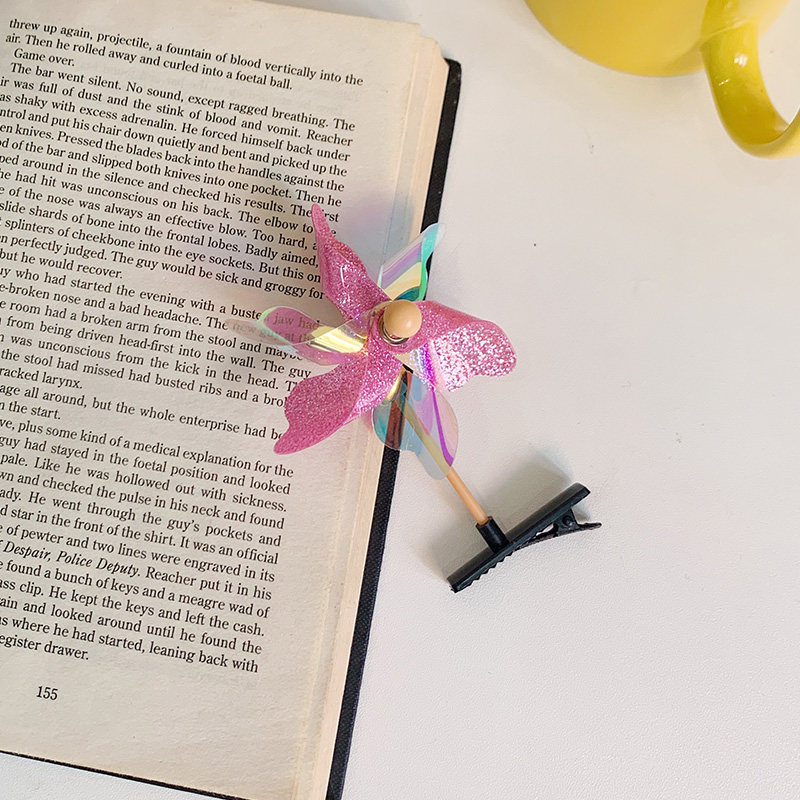 小风车夹子头饰女童宝宝发夹幼儿小朋友园奖品发饰 炫彩紫风车发夹