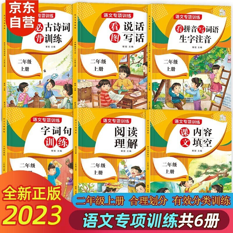 （全6册）小学二年级上册语文专项训练练习册 新统编人教版 紧扣课标考纲 归类训练