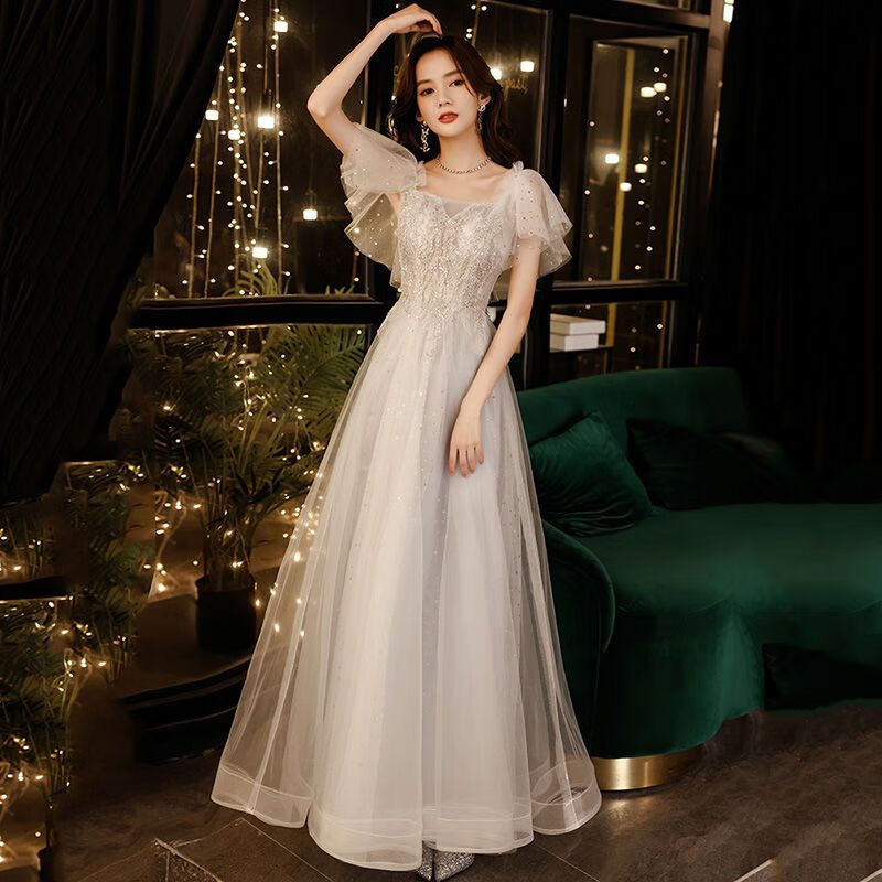 龙玪晚礼服女2024新款高端气质晚礼仙蓬蓬裙2021年优雅生日宴会主持人