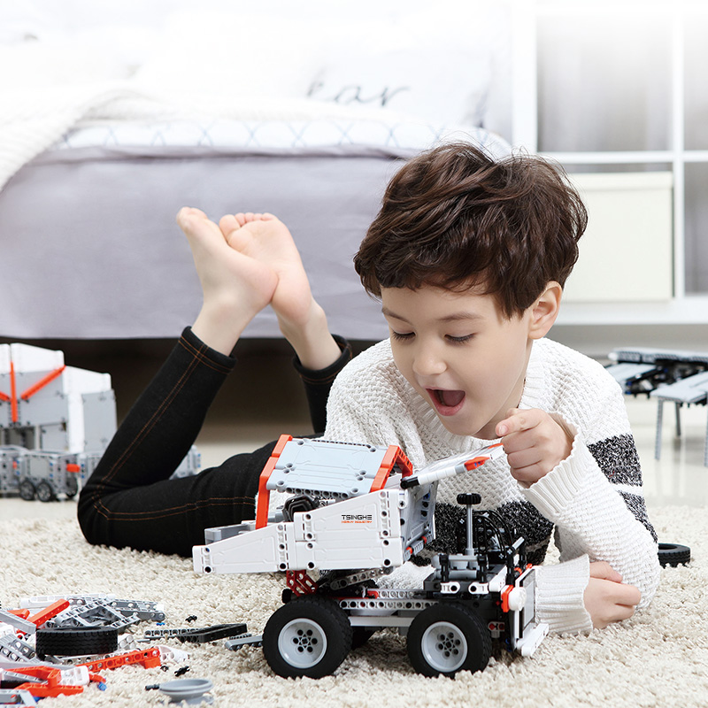 ONEBOT 儿童玩具工程车积木玩具汽车儿童男女孩组装拼装玩具小颗粒积木 矿山卡车