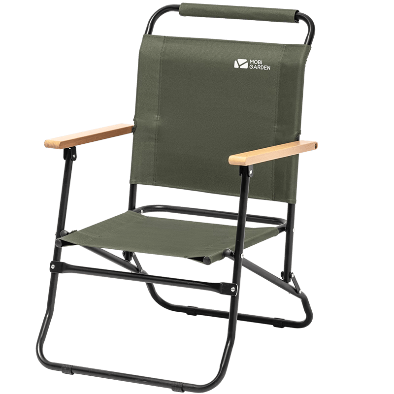 牧高笛（MOBIGARDEN）折叠椅 户外露营铝合金椅便携折叠靠背椅休闲单人沙滩高背椅山海 橄榄绿