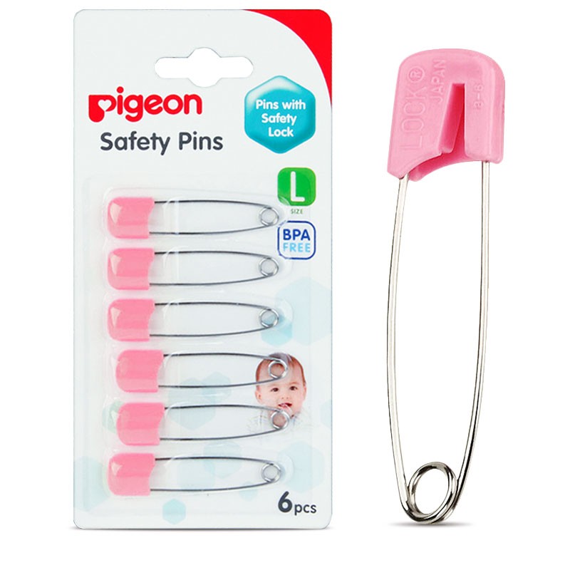贝亲（Pigeon） 婴儿安全别针  日本进口新生儿日常护理 多用途尿布罩衣别针 大号 6只装 颜色随机 10881