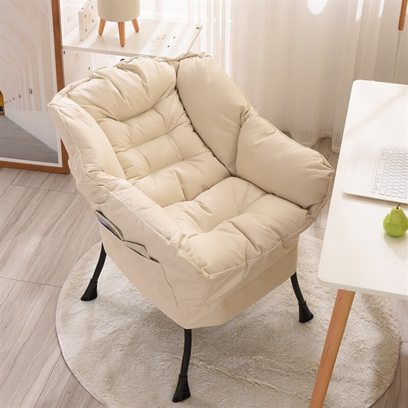 兰俊达懒人沙发单人沙发子学生宿舍休闲居卧室阳台靠背 米白棉麻豪