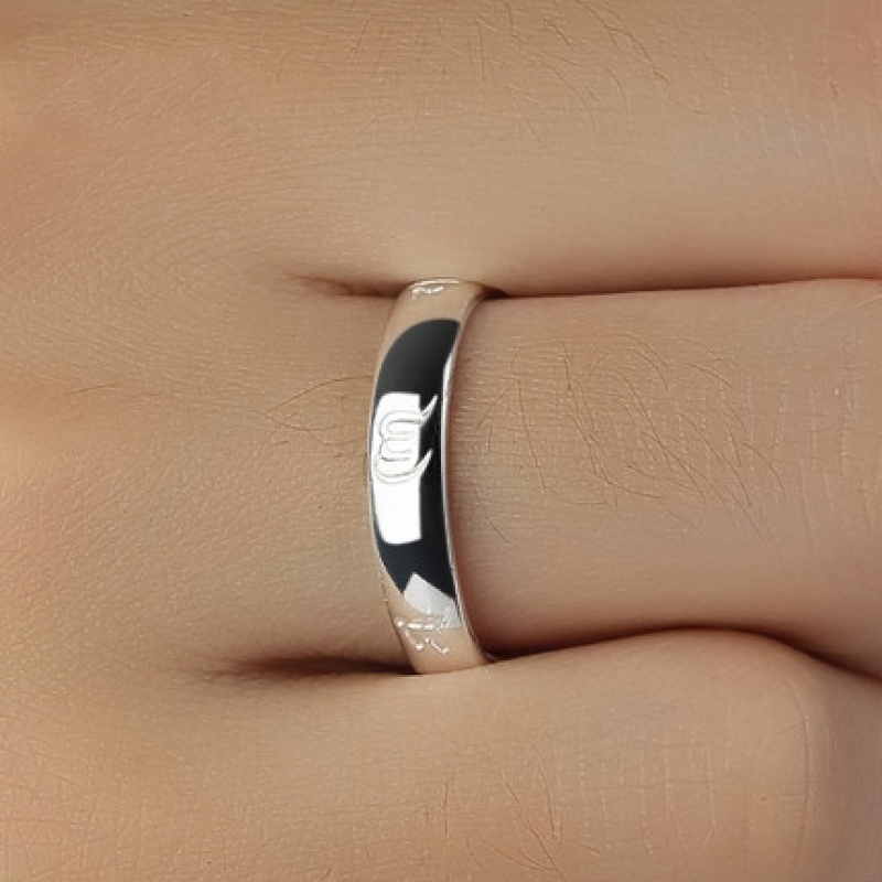 芙蕖刻字999足银六字真言男士戒指女士情侣开口对戒足银单身 女生开口