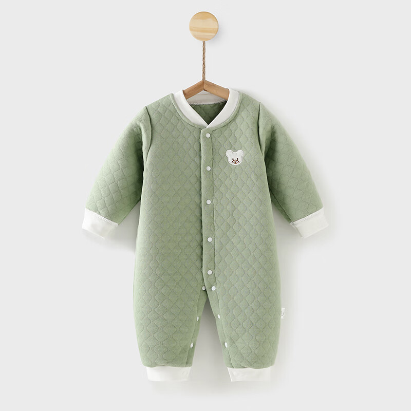 婧麒（JOYNCLEON）婴儿连体衣春秋冬装保暖冬季夹棉秋季新生儿衣服早秋宝宝加厚套装 绿色 80cm高性价比高么？