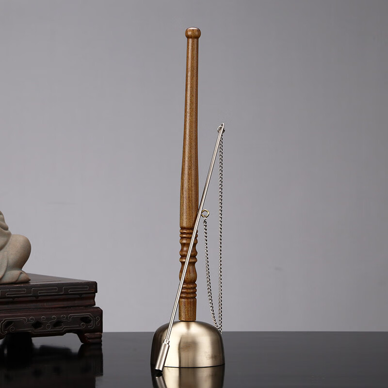 盛凡 台湾绿檀引庆 黄铜引磬 铜罄老式引磬用品敲击乐器摆件民间 1.