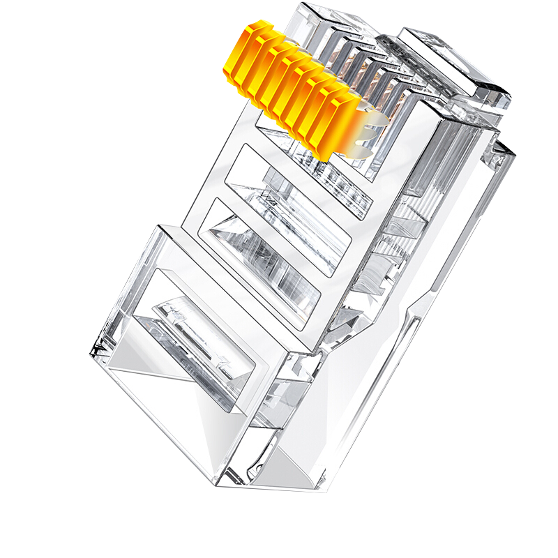 山澤 超五類穿孔式網(wǎng)線水晶頭 cat5e類工程rj45鍍金電腦網(wǎng)絡(luò)連接器 8P8C千兆通孔水晶頭 100個(gè) CKT5100