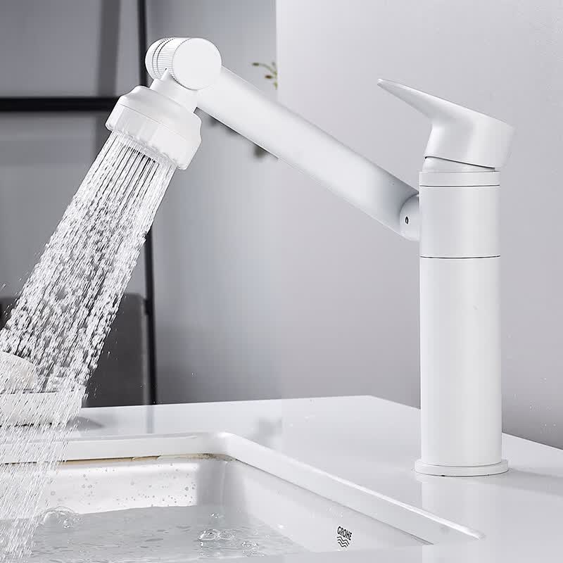 水龙头洗手盆全铜洗脸盆卫生间台上盆万向旋转家用 【奶油白】圆形