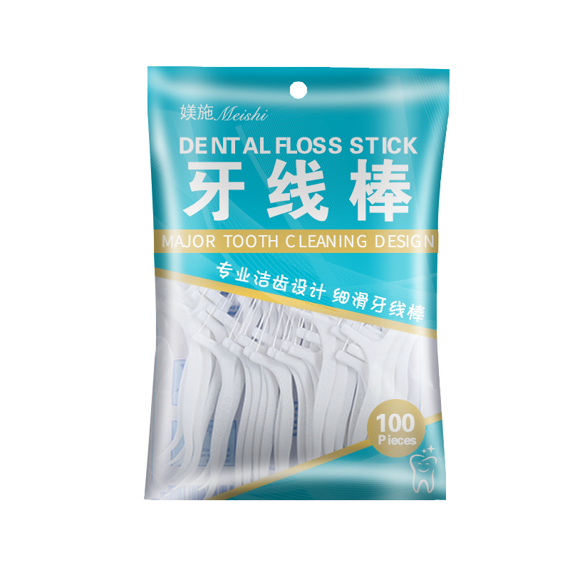 拍3件 �Z施（Meishi）细滑牙线棒清洁齿缝拉力护理清洁牙齿剔牙签家庭装100支装 16.59元（合5.53元/件)