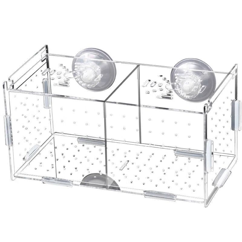 边胜鱼缸隔离盒孔雀鱼繁殖盒孵化盒亚克力产卵鱼卵鱼苗繁殖箱小鱼产房 三格40*20*30【吸盘+挂钩】