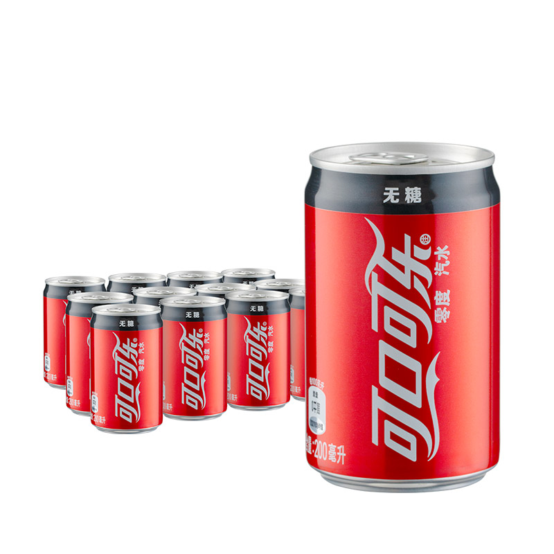 可口可乐 coca-cola零度无糖汽水碳酸饮料200ml*24迷你摩新老包装随机