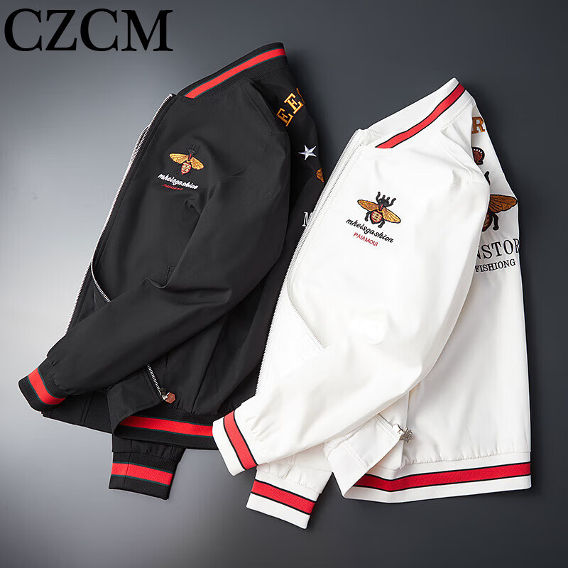 czcm轻奢高档品牌夹克男装外套春秋季棒球服上衣服休闲运动飞行员潮男