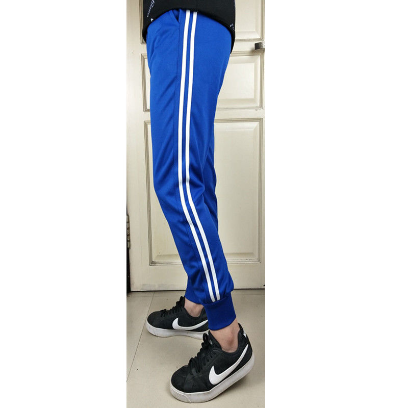 一条杠白边校裤春夏深蓝色运动裤男女学生校服裤红色长裤束脚校裤