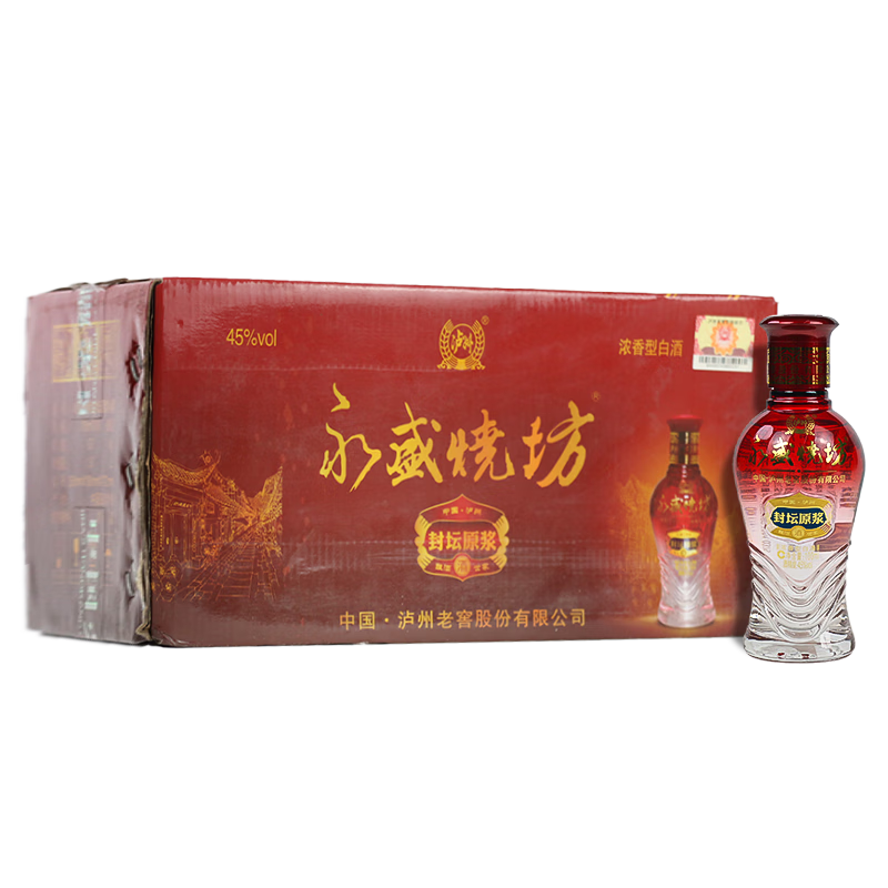 泸州老窖永盛烧坊 封坛原浆 2014年 45度 100ml 浓香型白酒 100ml*18瓶 整箱
