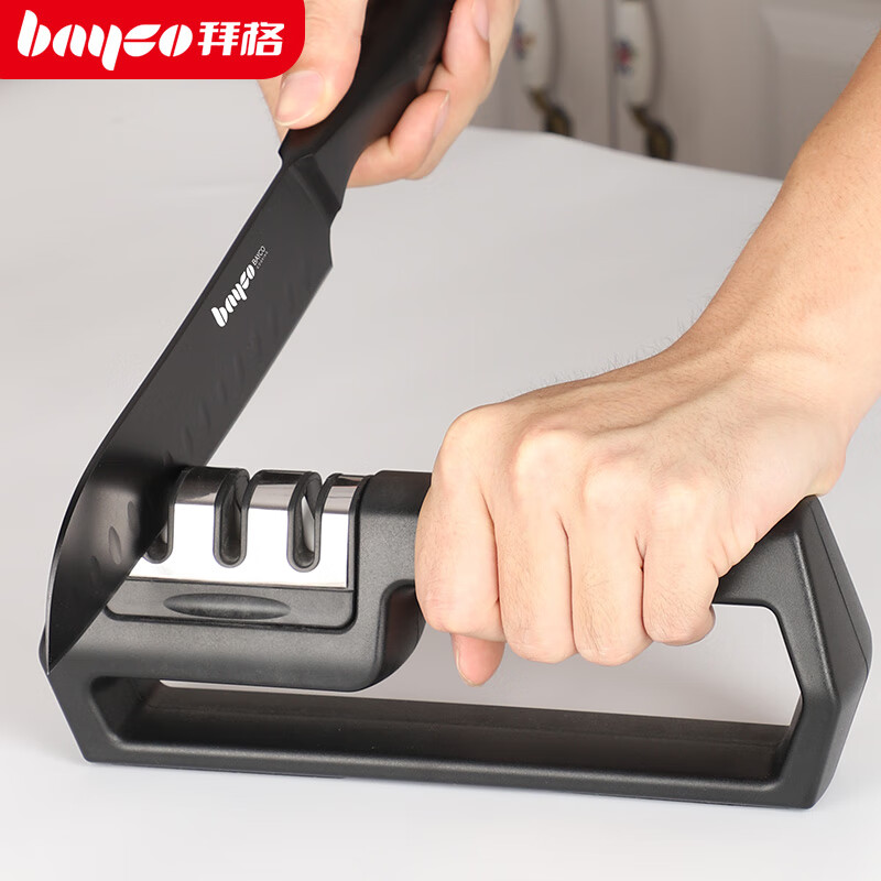 拜格厨房磨刀神器专用磨刀石德国多功能磨刀器神器家用快速磨菜刀 三槽快速磨刀器