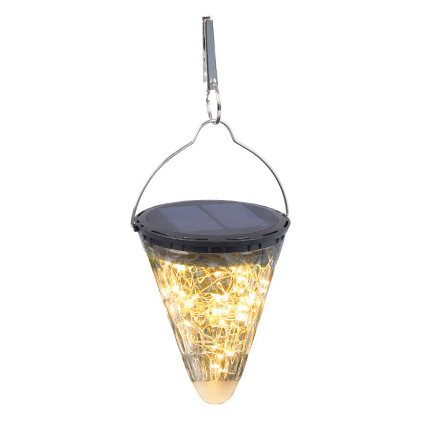 梯橙太阳能钻石灯太阳能锥形灯室外水led装饰吊灯 暖白 太阳能庭院灯