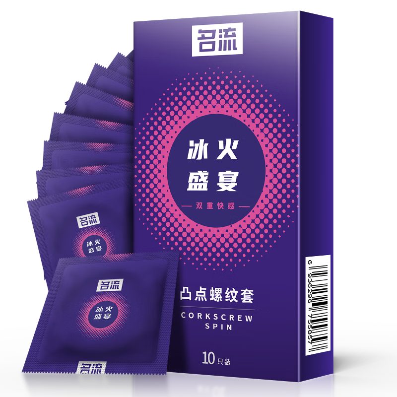 名流避孕套超薄003持久大颗粒安全套001玻尿酸男女用情趣避育用套套tt 冰火螺纹颗粒10只装