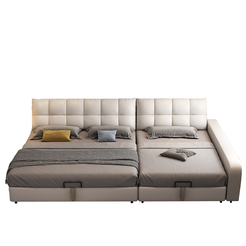 MELCHERS FURNI 床 二胎亲子实木床意式轻奢三人亲子拼接床现代简约超大主卧3米皮床 【单床】 注意:下单备注左右护栏(以躺在床上为准) 【1.5*2米主床+1.2*2米子床组合】 框架款