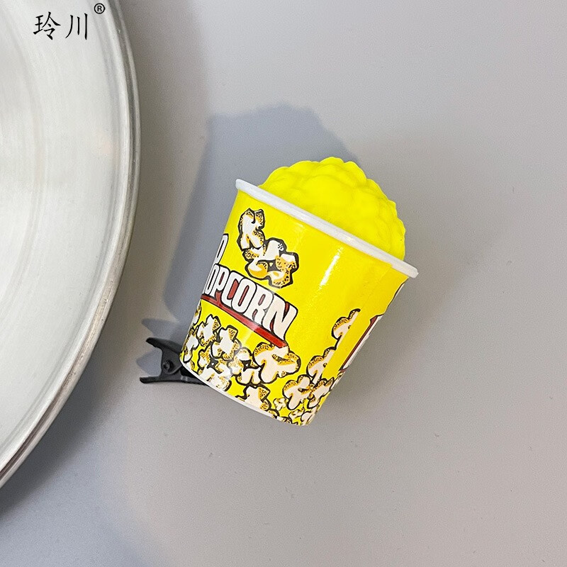 鸡翅搞怪趣味仿真发夹小号古怪蔬菜头饰边夹鸭嘴夹零食顶夹边 爆米花
