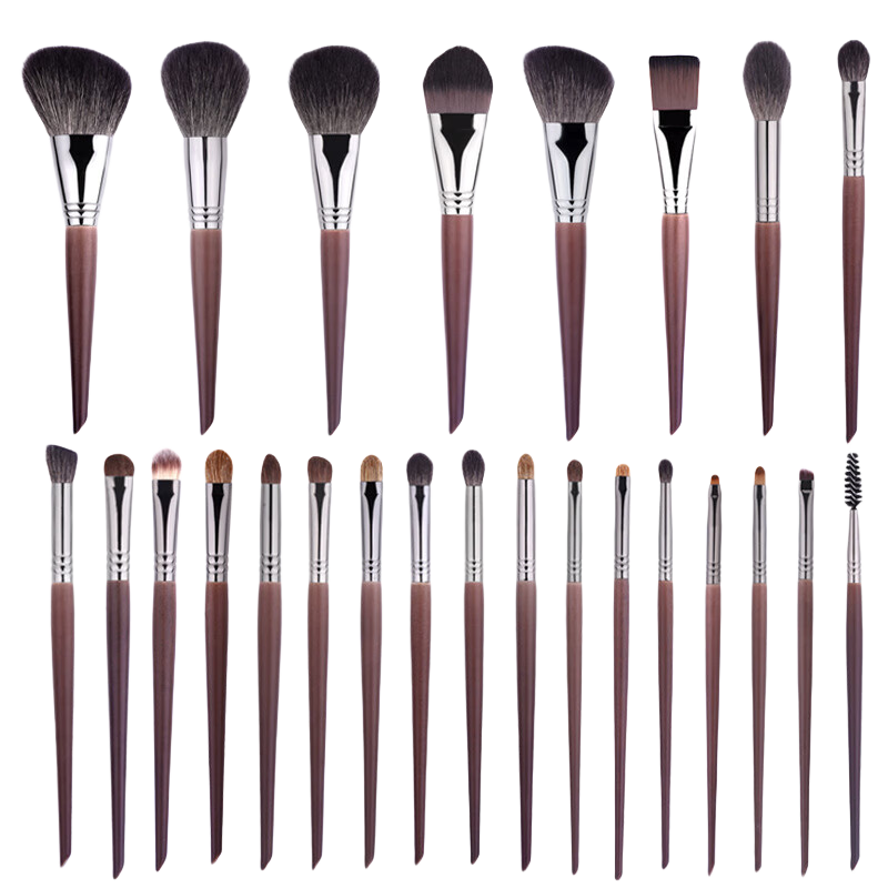 YAHLIGS滄州動物毛化妝刷散粉刷修容刷眼部鼻影腮紅高光遮瑕刷口紅刷新年 山羊毛化妝刷套刷 24支 +包