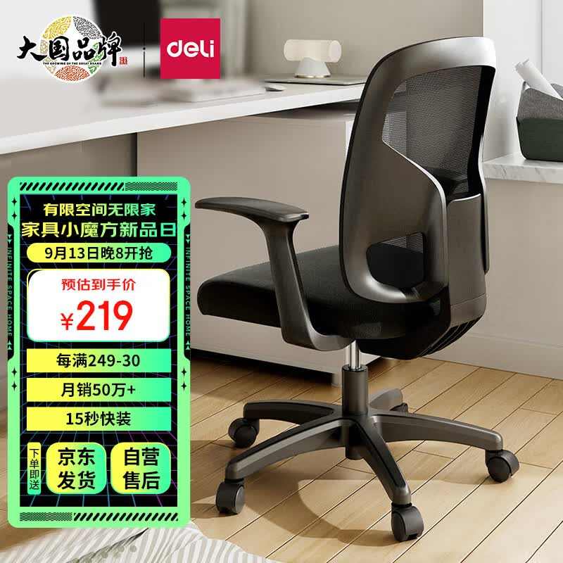 得力（deli）4900S 人体工学靠背办公椅/电脑椅/职员椅 家用网布可升降转椅 黑属于什么档次？