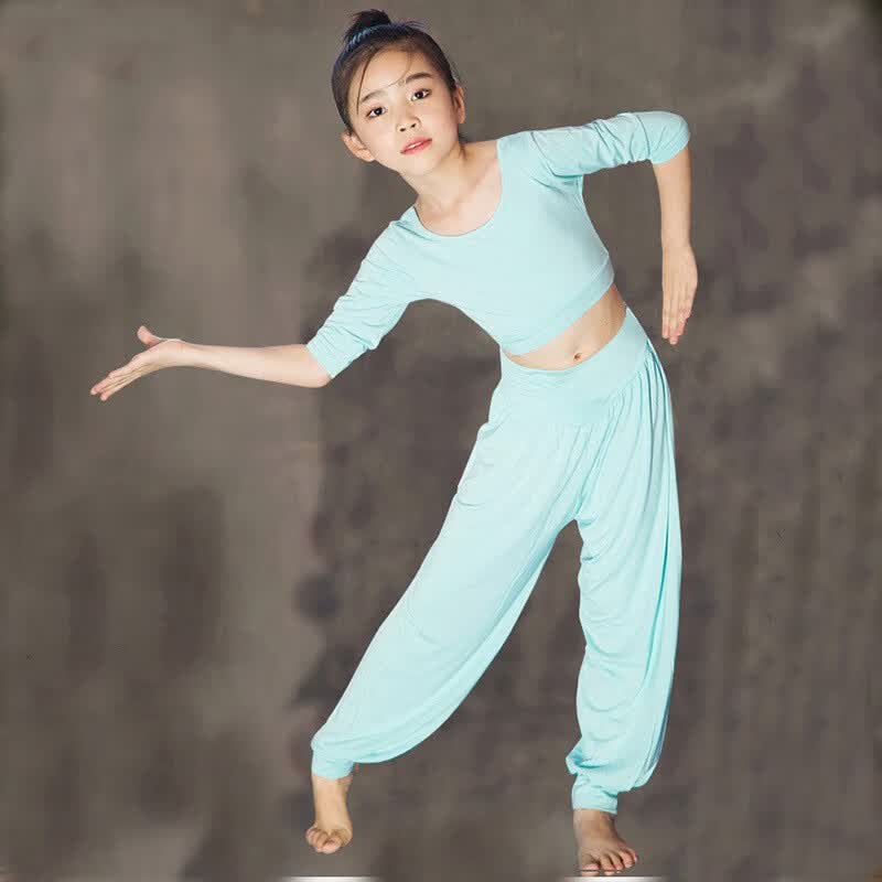 瑜美之伽新款健身服女童白色亲子瑜伽服女童舞蹈服体操少儿练功表演服
