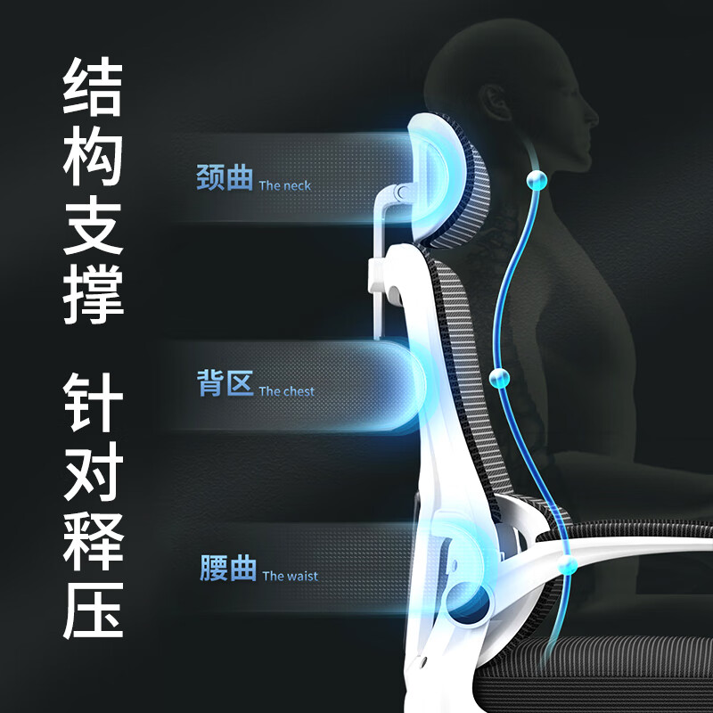 TOAI 拓艾D1人体工学椅电脑椅 电竞椅 办公椅子人工力学椅学生椅凳子 D1翻转扶手+多功能头枕-黑框黑网