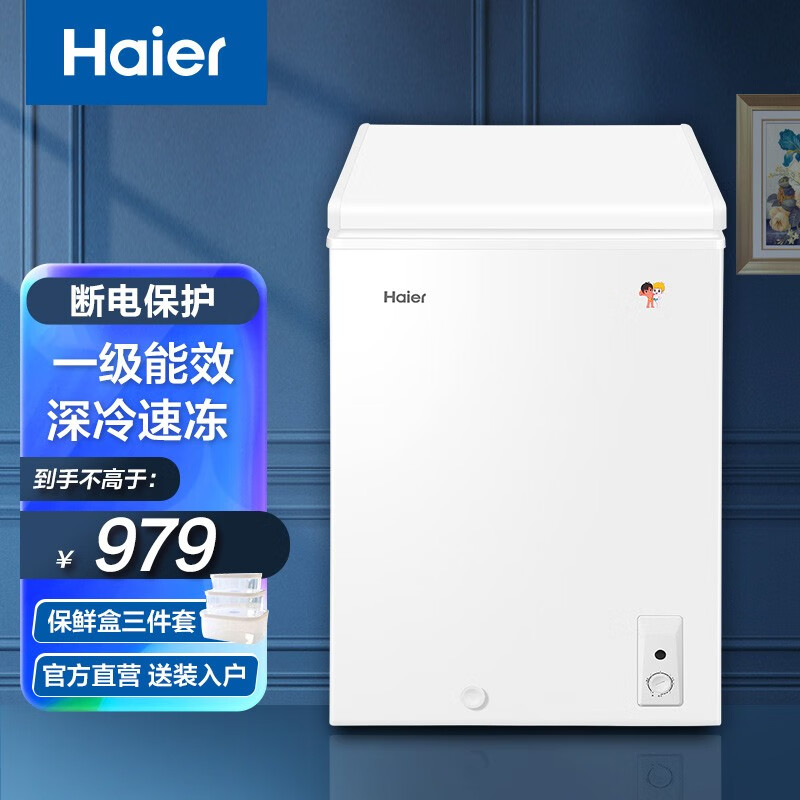 Haier/海尔冰柜/103升小冰柜家用/单门商用迷你小型节能卧式冷冻柜 BC/BD-103HTD