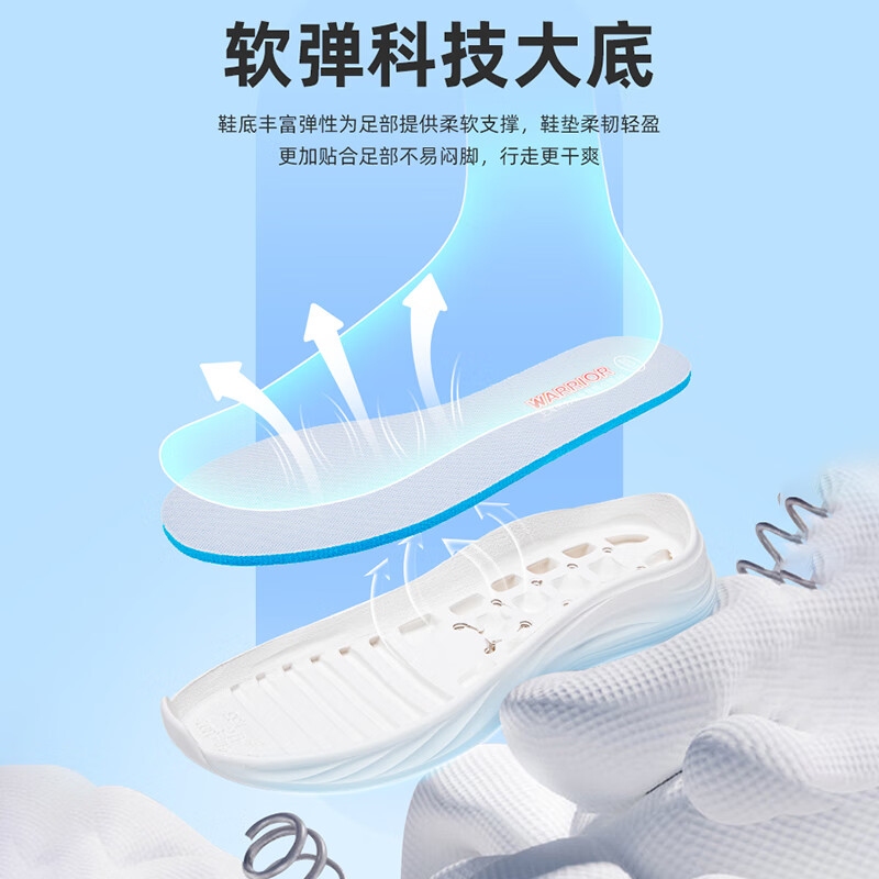 回力女鞋运动鞋女2026夏季新款官方小白鞋子女百搭休闲软底轻便跑步鞋 白灰【网面款】 37 (235mm) 标准尺码,正常拍