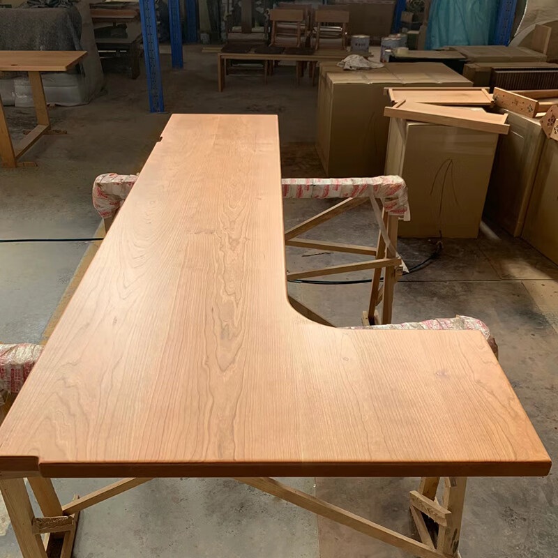 古梵枫樱桃木板转角桌板原木岛台餐桌圆形实木板拐角吧台桌面板定制 樱桃木板定制 其他结构