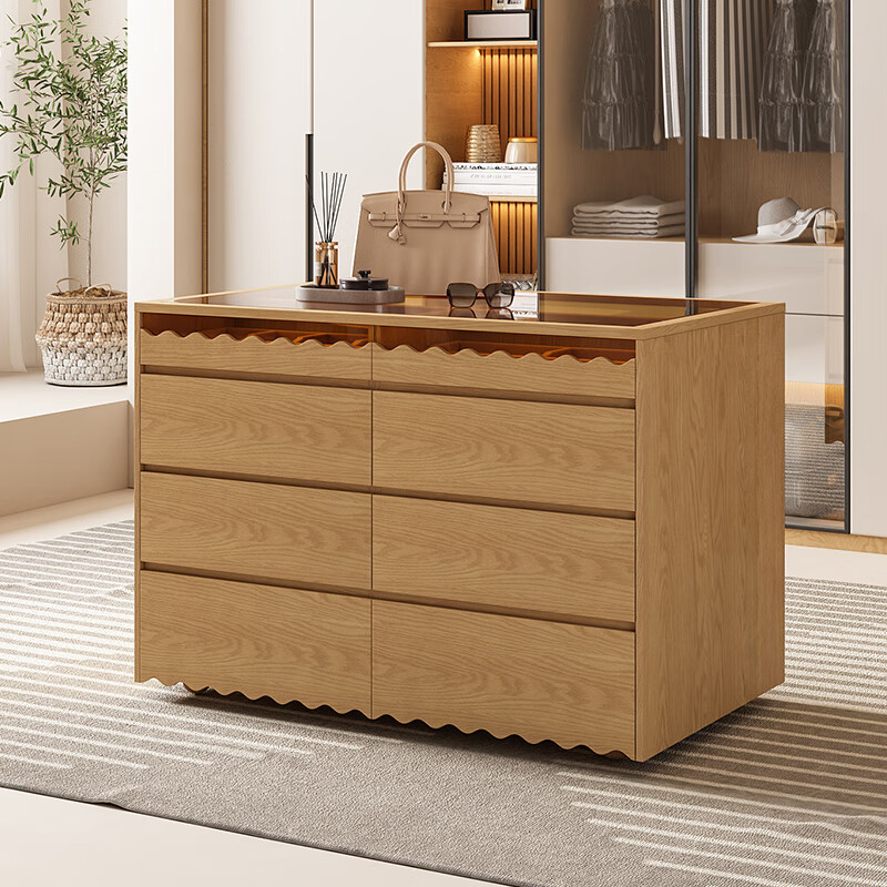 博拉帝(boladi)风衣帽间中岛柜卧室实木中岛台储物柜斗柜现代简约家用