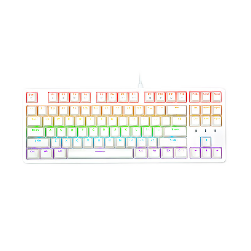 艾石头 ZN87 三模无线连接RGB背光全键热插拔机械键盘游戏键盘 白粉拼色 茶轴