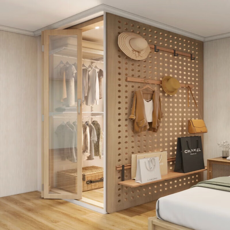 麦室五金少女洞洞板衣柜定做简易小型衣帽间隔断屏风收纳架 定制款式