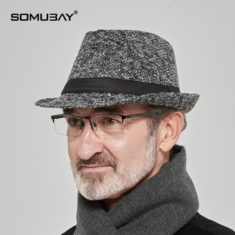 SOMUBAY礼帽男中老年人秋冬英伦绅士帽洋气爸爸爵士帽休闲时尚上海滩帽子 黑色【单帽】 均码【56-58CM】高性价比高么？