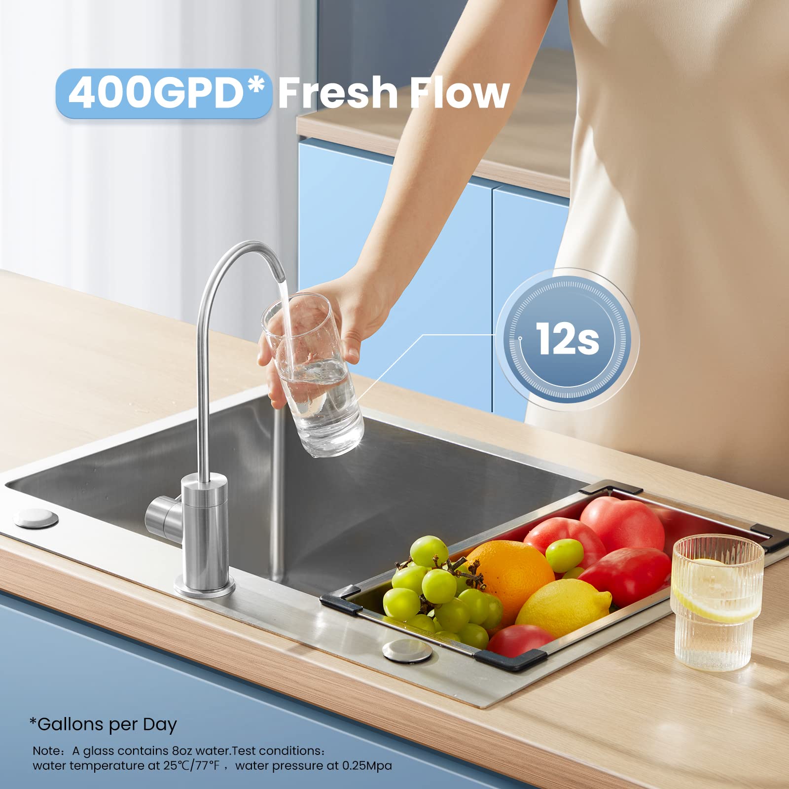 comfee反渗透系统 400 GPD 1.5:1 纯净排水 无罐
