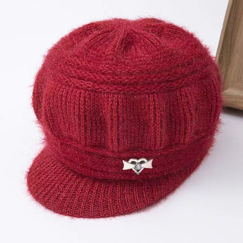 华琉衣冬季新款中老年帽子女针织毛线帽加绒保暖护耳帽子妈妈奶 南瓜