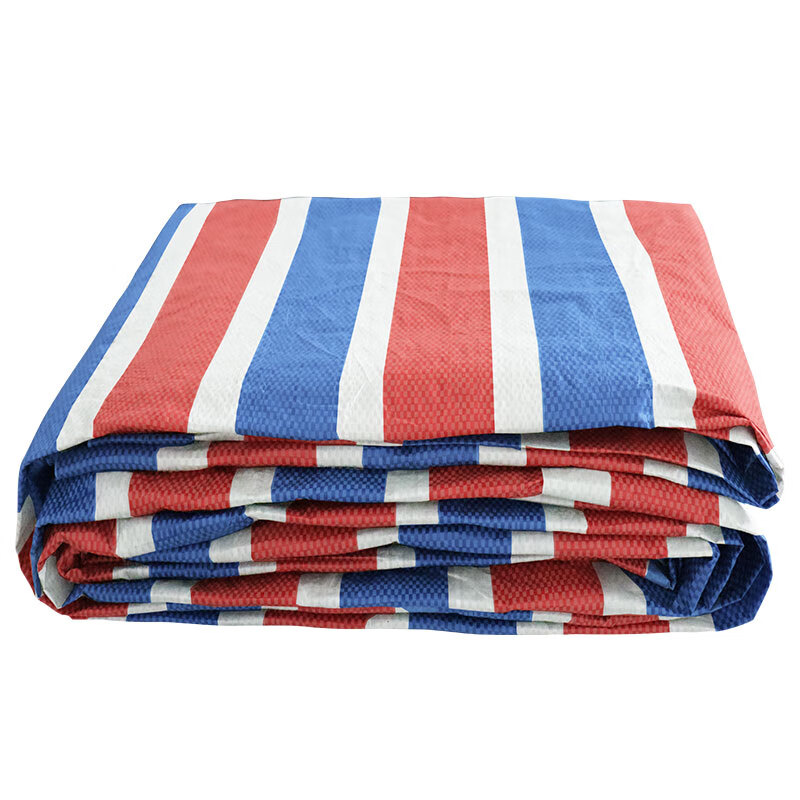 安达通 防雨篷布 单膜红白蓝编织布工程围挡塑料防尘遮阳布 10*30米