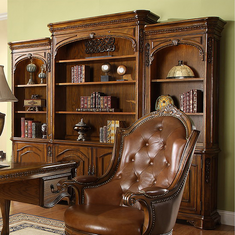 欧伦美书柜实木奢华欧式美式复古简约大书橱储物柜书房书柜墙多层大