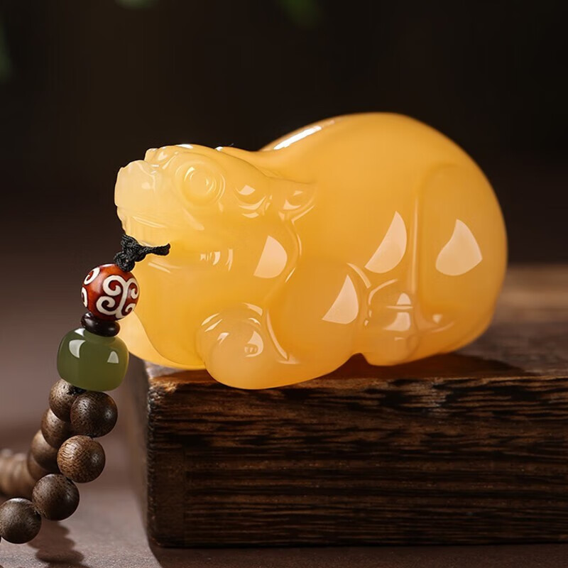 春龙黄玉貔貅手把件玉石文玩把玩盘玩手盘手玩古玩皮丘 把件